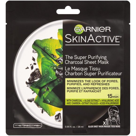 3 Pack Garnier SkinActive Super Purifying Charcoal Sheet Mask, 0.95 fl. oz. - Picture 2 of 2